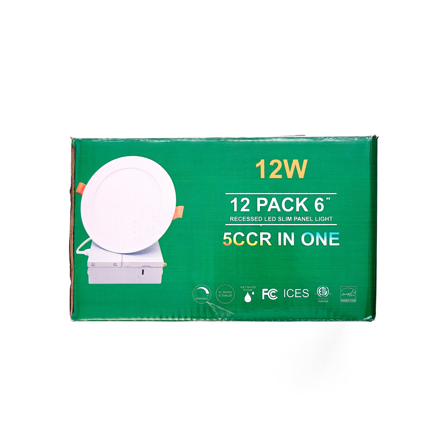 12PACK - 6 Inch, 5CCT Ultra-Thin LED Recessed Ceiling Light with Junction Box