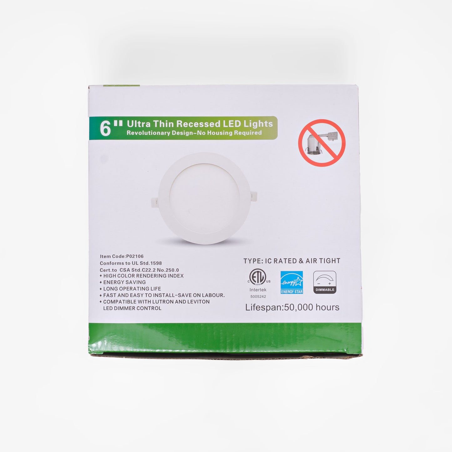Ultra-Thin Canless Integrated LED Fire-Rated Recessed Light, 5CCT, New Construction, 1000 Lumens, Dimmable