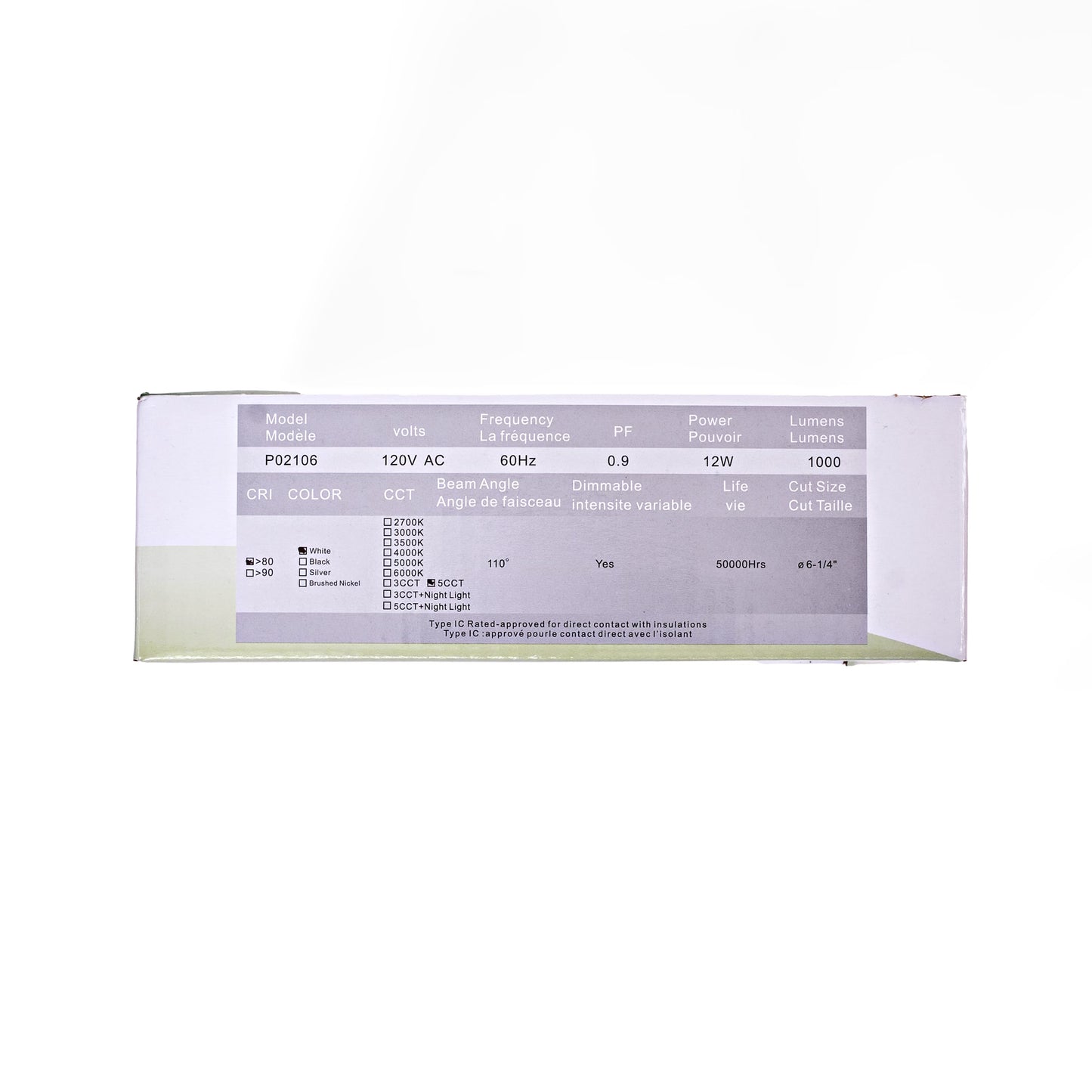 Ultra-Thin Canless Integrated LED Fire-Rated Recessed Light, 5CCT, New Construction, 1000 Lumens, Dimmable